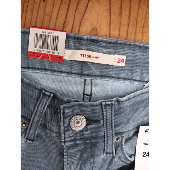 Levis 711 Skinny Jeans Womens 24 Gray Denim Stretch Medium Wash Mid Rise NWT $54 - Picture 5 of 8